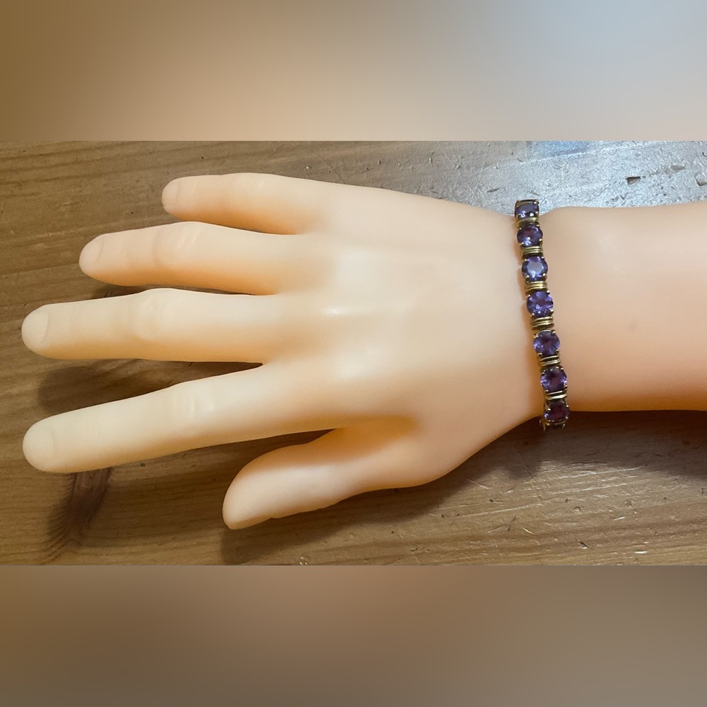 Ross & Simon’s: Tennis bracelet gold over sterling silver purple amethyst stone